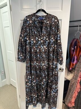 Floral Tiered Maxi Dress in Black and Blue - Ro’s Garden